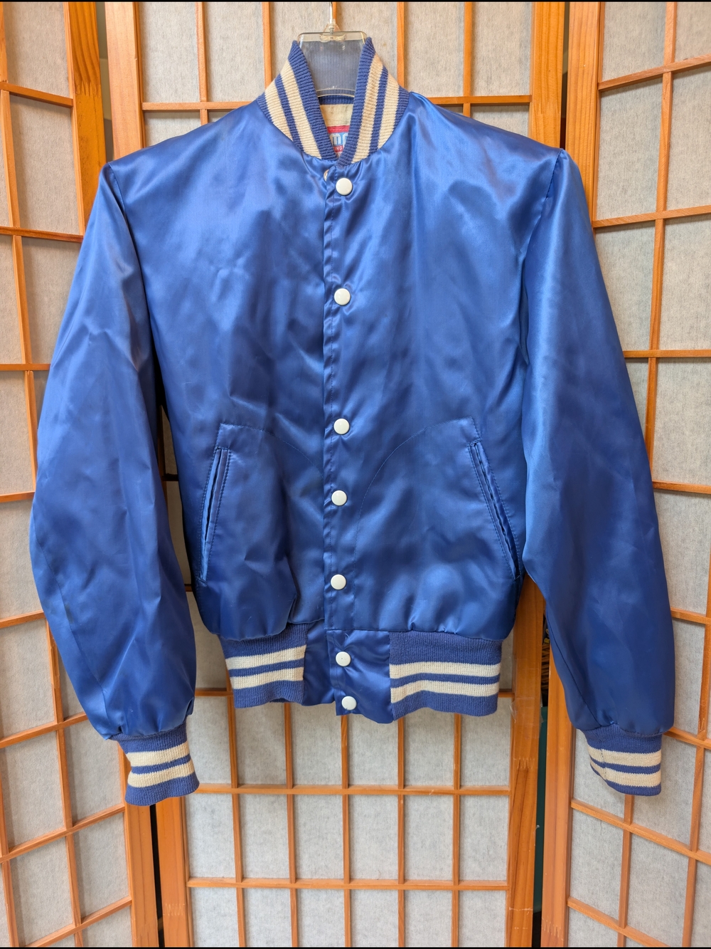 Vtg 80s HBO Empire Home Box Office Blue Satin Bomber Jacket - Retro